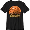 Scooby Doo Boy's  Moon Silhouette Chase  Graphic T-shirt In Black