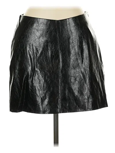 Pre-owned Scoop Faux Leather Skirt In Black