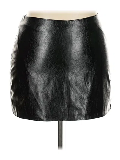 Pre-owned Scoop Faux Leather Skirt In Black