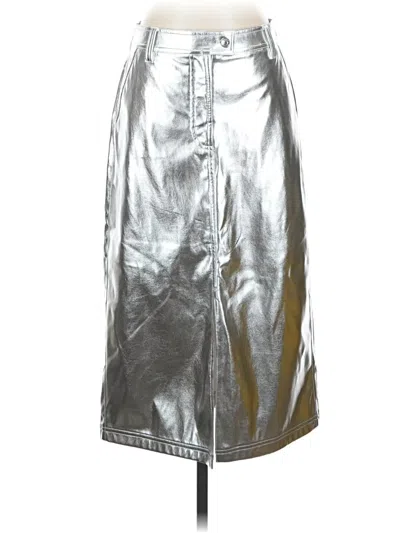 Pre-owned Scoop Faux Leather Skirt In Silver