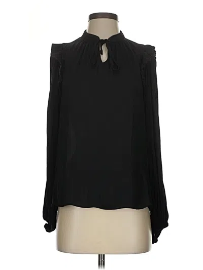 Pre-owned Scoop Long Sleeve Blouse In Black