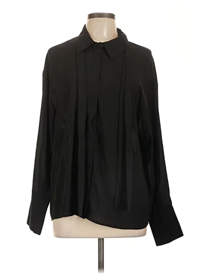 Pre-owned Scoop Long Sleeve Blouse In Black