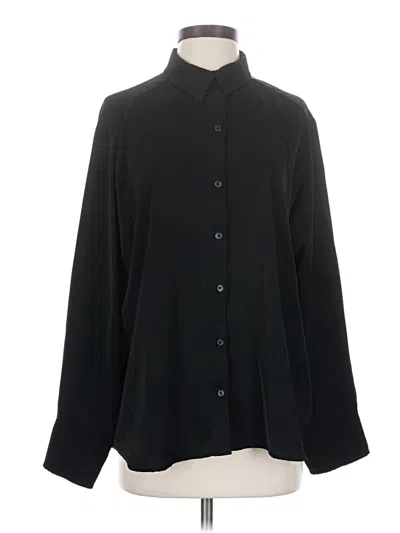 Pre-owned Scoop Long Sleeve Blouse In Black