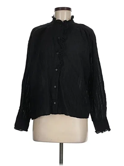 Pre-owned Scoop Long Sleeve Blouse In Black