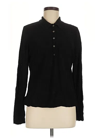 Pre-owned Scoop Long Sleeve Blouse In Black