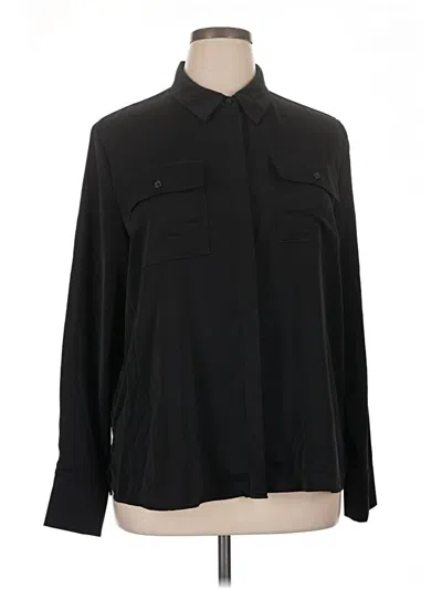 Pre-owned Scoop Long Sleeve Blouse In Black