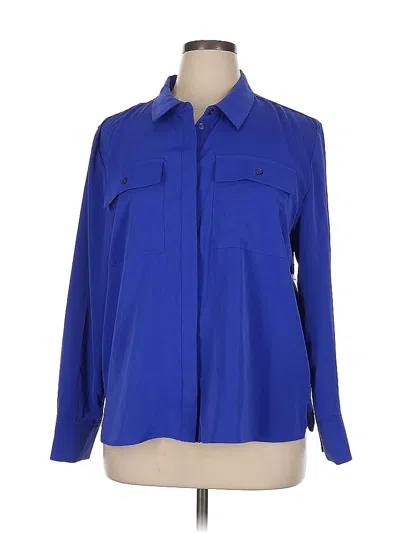 Pre-owned Scoop Long Sleeve Blouse In Blue