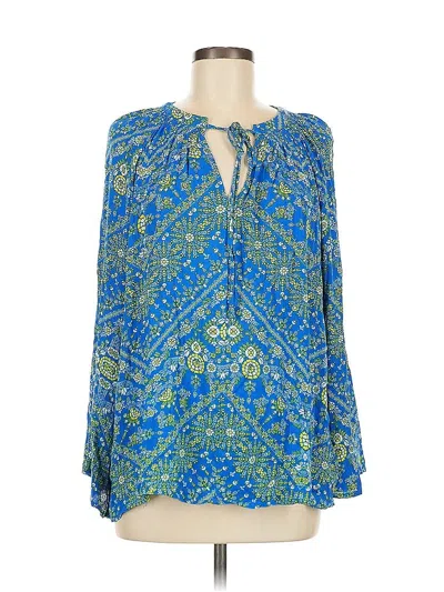 Pre-owned Scoop Long Sleeve Blouse In Blue