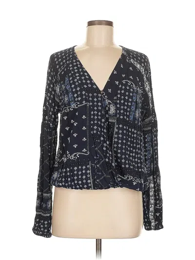 Pre-owned Scoop Long Sleeve Blouse In Blue