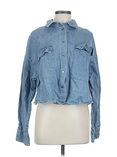 Pre-owned Scoop Long Sleeve Blouse In Blue