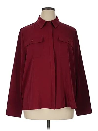 Pre-owned Scoop Long Sleeve Blouse In Burgundy