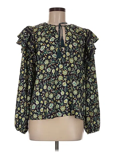 Pre-owned Scoop Long Sleeve Blouse In Green