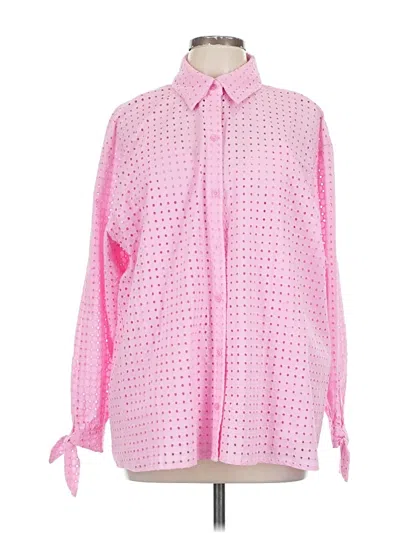 Pre-owned Scoop Long Sleeve Blouse In Pink