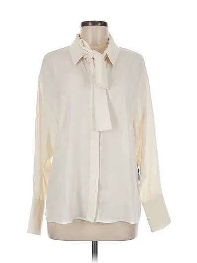 Pre-owned Scoop Long Sleeve Blouse In White