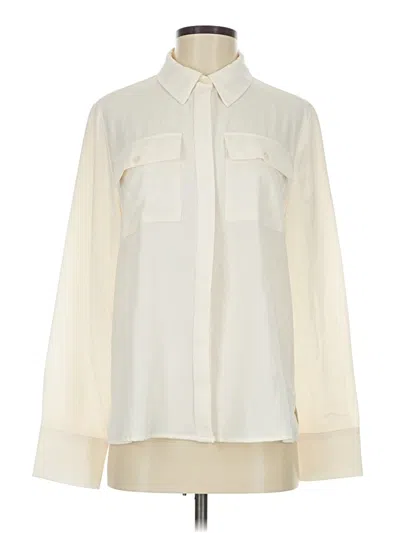 Pre-owned Scoop Long Sleeve Blouse In White