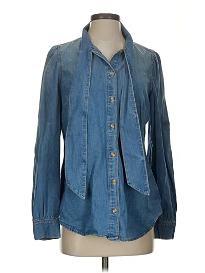 Pre-owned Scoop Long Sleeve Button Down Shirt In Blue