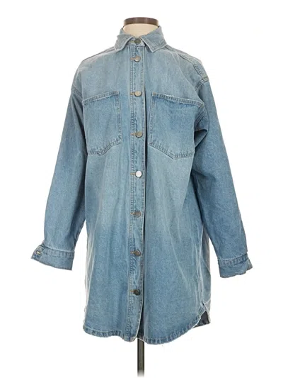 Pre-owned Scoop Long Sleeve Button Down Shirt In Blue