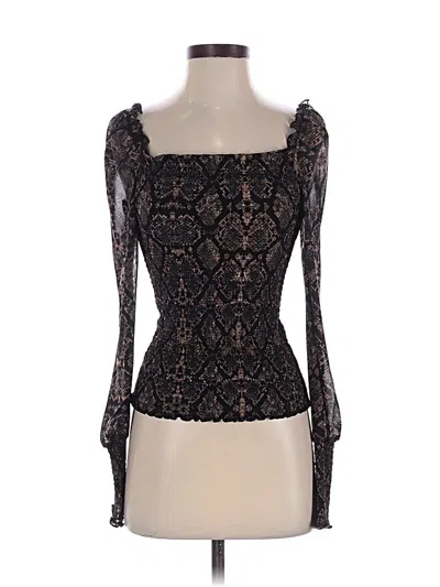 Pre-owned Scoop Long Sleeve Top Black Sweetheart Neckline Tops