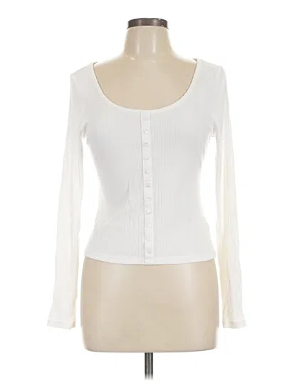 Pre-owned Scoop Long Sleeve Top White Sweetheart Neckline Tops