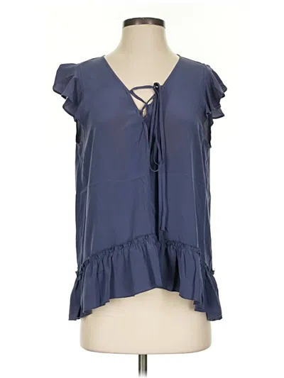 Pre-owned Scoop Short Sleeve Blouse In Blue