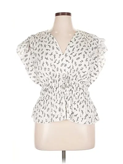 Pre-owned Scoop Short Sleeve Blouse In White