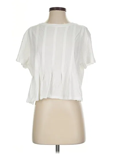 Pre-owned Scoop Short Sleeve Blouse In White