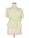Scoop Short Sleeve Top Green Sweetheart Neckline Tops In Green