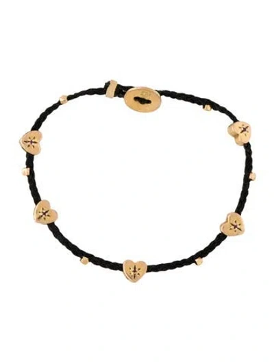 Pre-owned Scosha Ruby Heart Station Cord Bracelet In Black