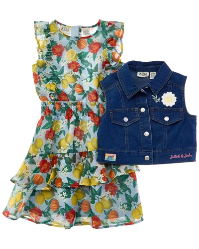 Scotch & Soda Kids'  2pc Dress & Vest Set In Multi