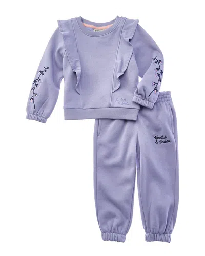 Scotch & Soda Kids'  2pc Fleece Top & Pant Set In Purple