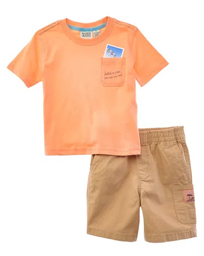 Scotch & Soda 2pc T-shirt & Short Set In Orange