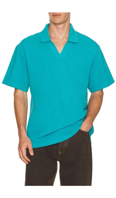 Scotch & Soda 3 Crossed Pique Garment Dyed Polo In Blue