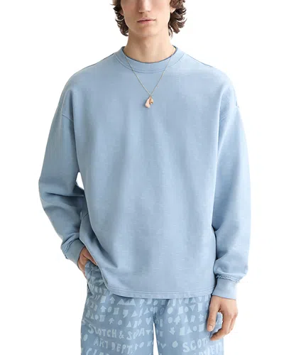 Scotch & Soda 3 Crosses Garment-dyed Sweatshirt In Blue