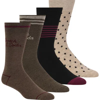 Scotch & Soda 4-pack Crew Socks In Brown