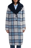 Scotch & Soda Alida Faux Shearling Collar Overcoat In Blue