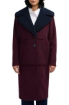 Scotch & Soda Alida Faux Shearling Collar Overcoat In Burgundy