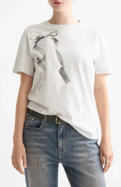 Scotch & Soda Artwork Bow Cotton Graphic T-shirt In White