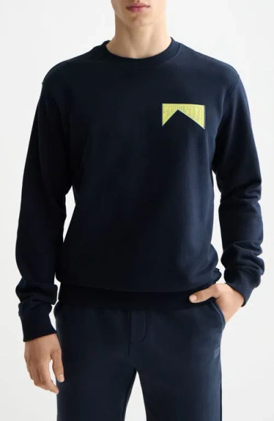 Scotch & Soda Artwork Logo Sweatshirt In Blue