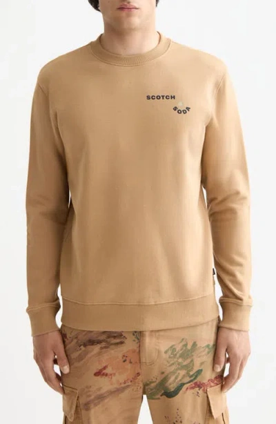 Scotch & Soda Artwork Logo Sweatshirt In Brown