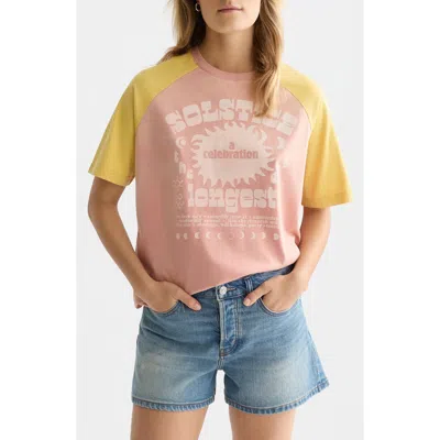 Scotch & Soda Artwork Loose Fit Cotton Graphic T-shirt In Pink