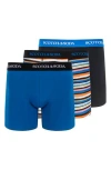 Scotch & Soda Assorted 3-pack Stretch Boxer Briefs In Black/blue