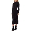 Scotch & Soda Asymmetric Ruched Long Sleeve Dress In Black