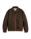 Scotch & Soda Aviator Bomber Jacket In Brown