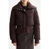 Scotch & Soda Aviator Collar Puffer Jacket In Brown