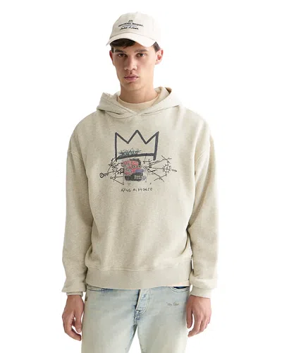 Scotch & Soda Basquiat Washed Artwork Relaxed Fit Hoodie In Neutral