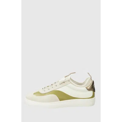 Scotch & Soda Beige Leather Low Top Sneakers In White