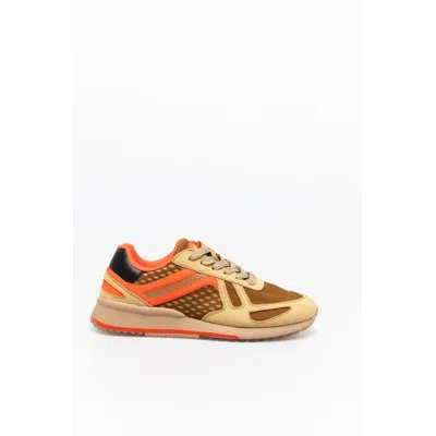 Scotch & Soda Panelled Mesh-detail Sneakers In Orange