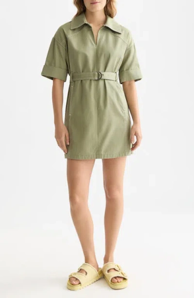 Scotch & Soda Belted Cotton Blend Utility Minidress In Green