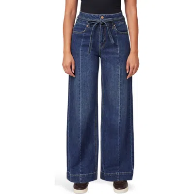 Scotch & Soda Belted High Waist Wide Leg Jeans In Blue