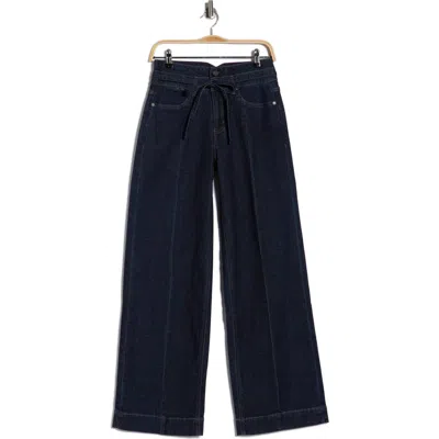 Scotch & Soda Belted High Waist Wide Leg Jeans In Blue